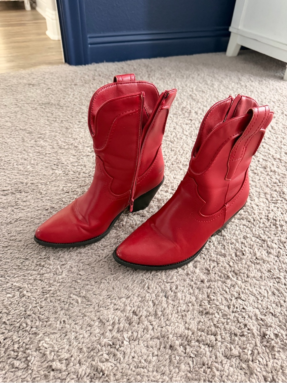 Dream Pairs Red Western Ankle Heeled Boots